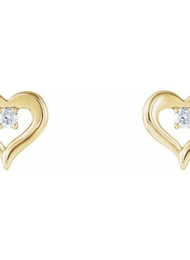 14K White Gold 1/10 CTW Natural Diamond Heart Earrings