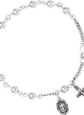 Sterling Silver Crucifix & Medal Rosary 7 1/2