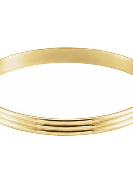 14K Yellow Gold 8 mm Grooved Bangle 7 1/2