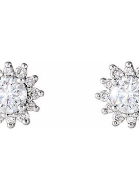 14K White Gold 1/2 CTW Natural Diamond Halo-Style Earrings