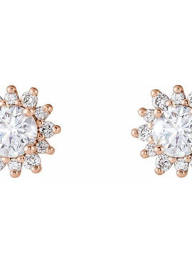 14K White Gold 1/2 CTW Natural Diamond Halo-Style Earrings