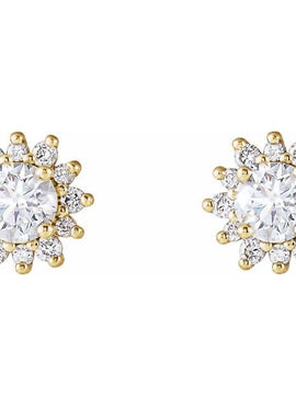14K White Gold 1/2 CTW Natural Diamond Halo-Style Earrings