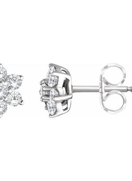 14K White Gold 3/8 CTW Natural Diamond Flower Earrings