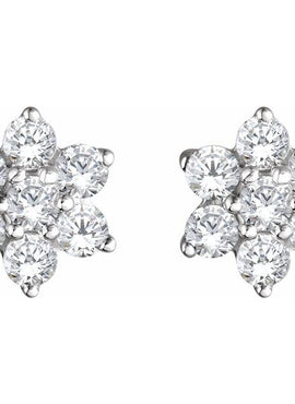 14K White Gold 3/8 CTW Natural Diamond Flower Earrings
