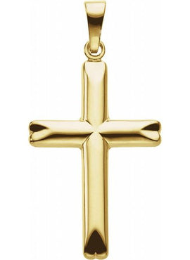 14K Yellow Gold 25x17 mm Hollow Cross Pendant
