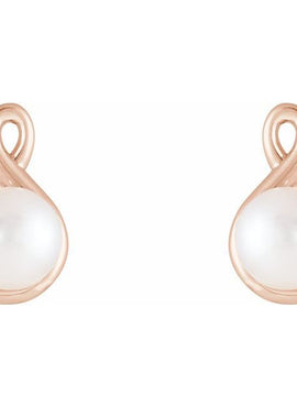 Platinum Cultured White Freshwater Pearl Earrings