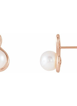 Platinum Cultured White Freshwater Pearl Earrings