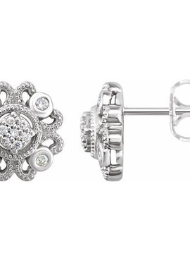 Sterling Silver 1/8 CTW Natural Diamond Cluster Earrings