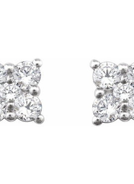 14K White Gold 1/2 CTW Natural Diamond Cluster Earrings