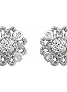 Sterling Silver 1/8 CTW Natural Diamond Cluster Earrings