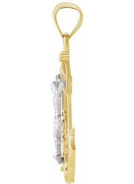 14K Yellow/White Gold Mariner's Crucifix Pendant
