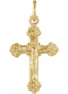 14K Yellow Gold 14x9 mm Youth Crucifix Pendant