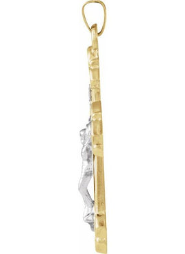 14K Yellow/White Gold Hollow Crucifix Pendant