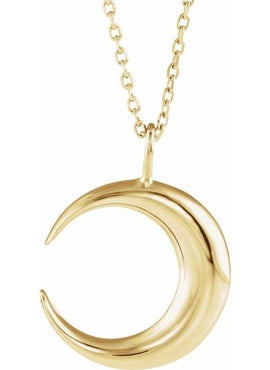 14K Yellow Gold Crescent Moon 16-18