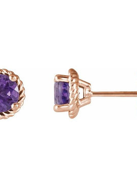 14K White Gold Amethyst Rope Earrings