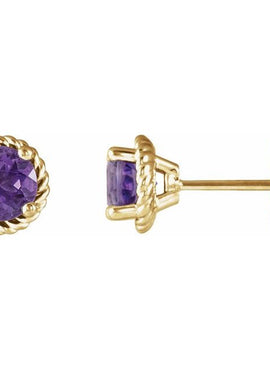 14K White Gold Amethyst Rope Earrings