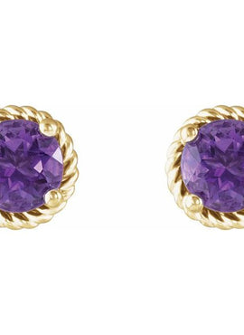 14K White Gold Amethyst Rope Earrings
