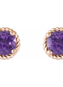 14K White Gold Amethyst Rope Earrings