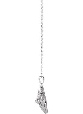 14K White Gold  1/10 CTW Natural Diamond Granulated Filigree 16-18