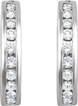 14K White Gold 1/2 CTW Natural Diamond Channel-Set 16.5 mm Hoop Earrings