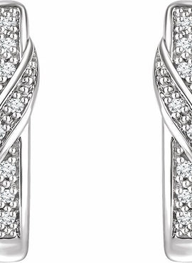 14K White Gold .05 CTW Natural Diamond 14.8 mm Hoop Earrings