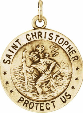 14K Yellow Gold 18 mm Round St. Christopher U.S. Air Force Medal