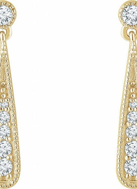 14K Yellow Gold 1/6 CTW Natural Diamond Teardrop Earrings