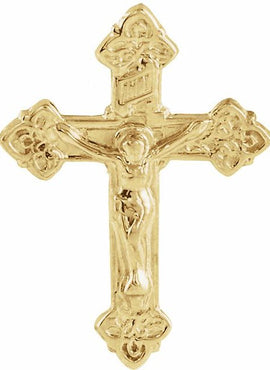 14K Yellow Gold Crucifix Lapel Pin