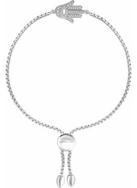 Sterling Silver 1/5 CTW Natural Diamond Hamsa Adjustable Bolo 8