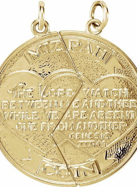 14K Yellow Gold Miz Pah Coin Right Pendant