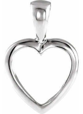 14K White Gold 15x10 mm Open Heart Pendant