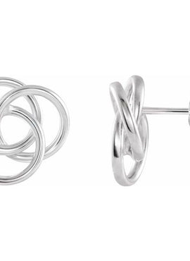 14K White Gold Knot Earrings