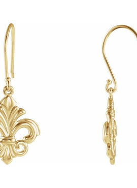14K White Gold Fleur-de-lis Dangle Earring
