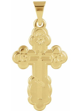 14K Yellow Gold St. Olga Orthodox Cross Pendant