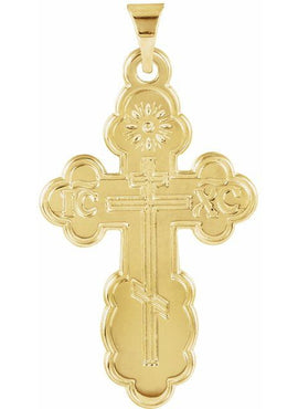 14K Yellow Gold St. Olga Orthodox Cross Pendant