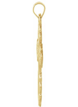 14K Yellow Gold St. Olga Orthodox Cross Pendant