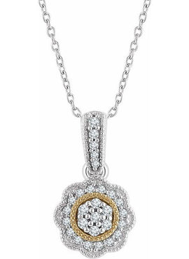 14K White/Yellow Gold 1/6 CTW Natural Diamond Halo-Style 16-18
