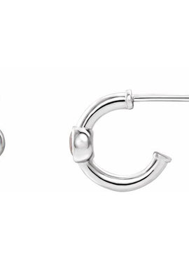 14K White Gold 1/5 CTW  Natural Diamond Huggie Hoop Earrings