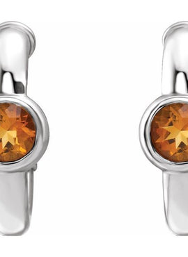 14K White Gold 1/5 CTW  Natural Diamond Huggie Hoop Earrings