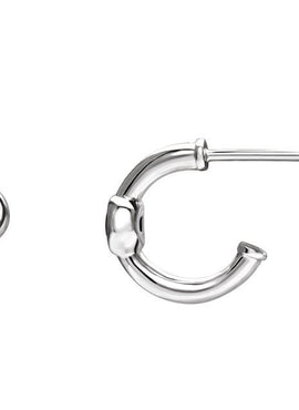 14K White Gold 1/5 CTW  Natural Diamond Huggie Hoop Earrings