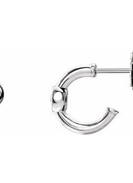 14K White Gold 1/5 CTW  Natural Diamond Huggie Hoop Earrings