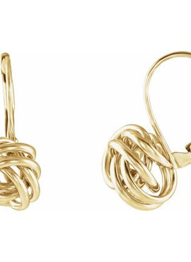 14K Yellow Gold Lever Back Knot Earrings