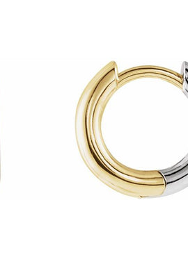 14K Yellow/White Gold Hinged 12 mm Hoop Earrings