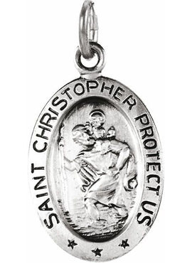 14K Yellow Gold 25x18 mm Oval St. Christopher Medal