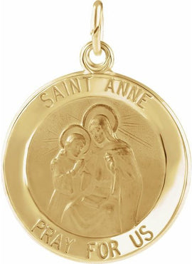 14K Yellow Gold 18 mm St. Anne Medal