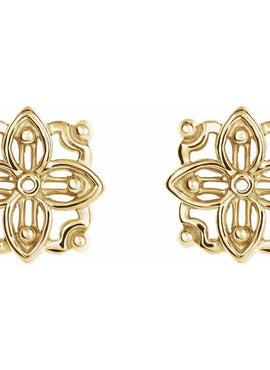 14K Yellow Gold Floral Earring Jacket