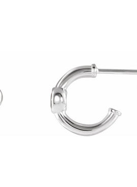 14K White Gold 1/5 CTW  Natural Diamond Huggie Hoop Earrings