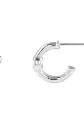 14K White Gold 1/5 CTW  Natural Diamond Huggie Hoop Earrings