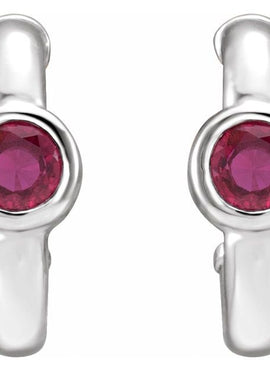 14K White Gold 1/5 CTW  Natural Diamond Huggie Hoop Earrings