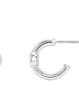 14K White Gold 1/5 CTW  Natural Diamond Huggie Hoop Earrings
